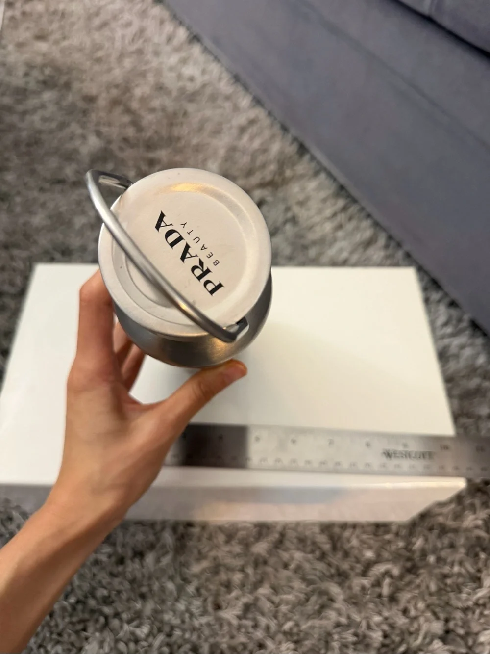 Prada Black and White Geometric Metal Lantern Bottle